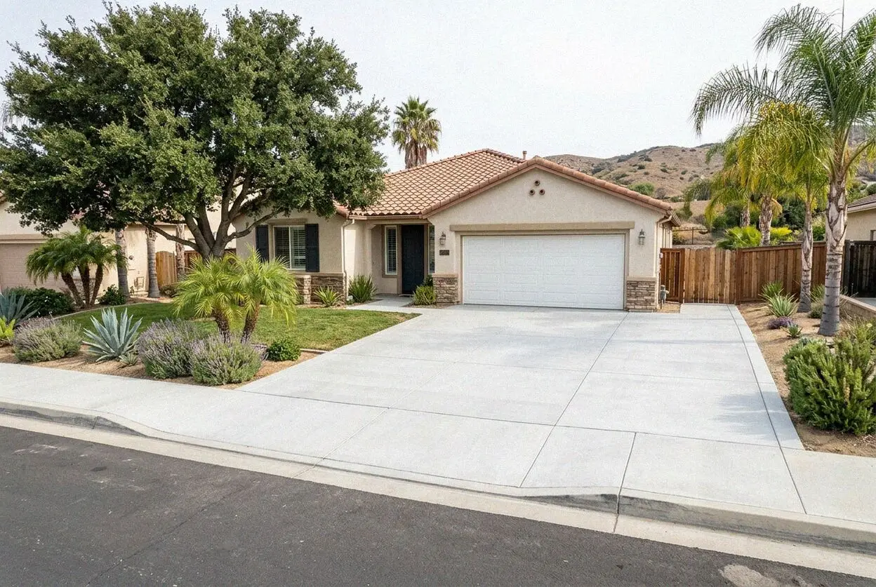New concrete driveway at a home off Vincent Avenue, West Covina
