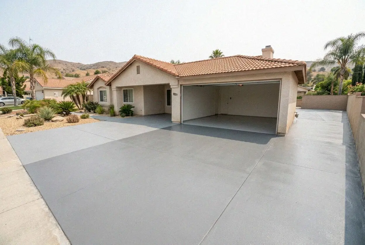 Repoured garage floor slab at a home near Cortez Park, West Covina
